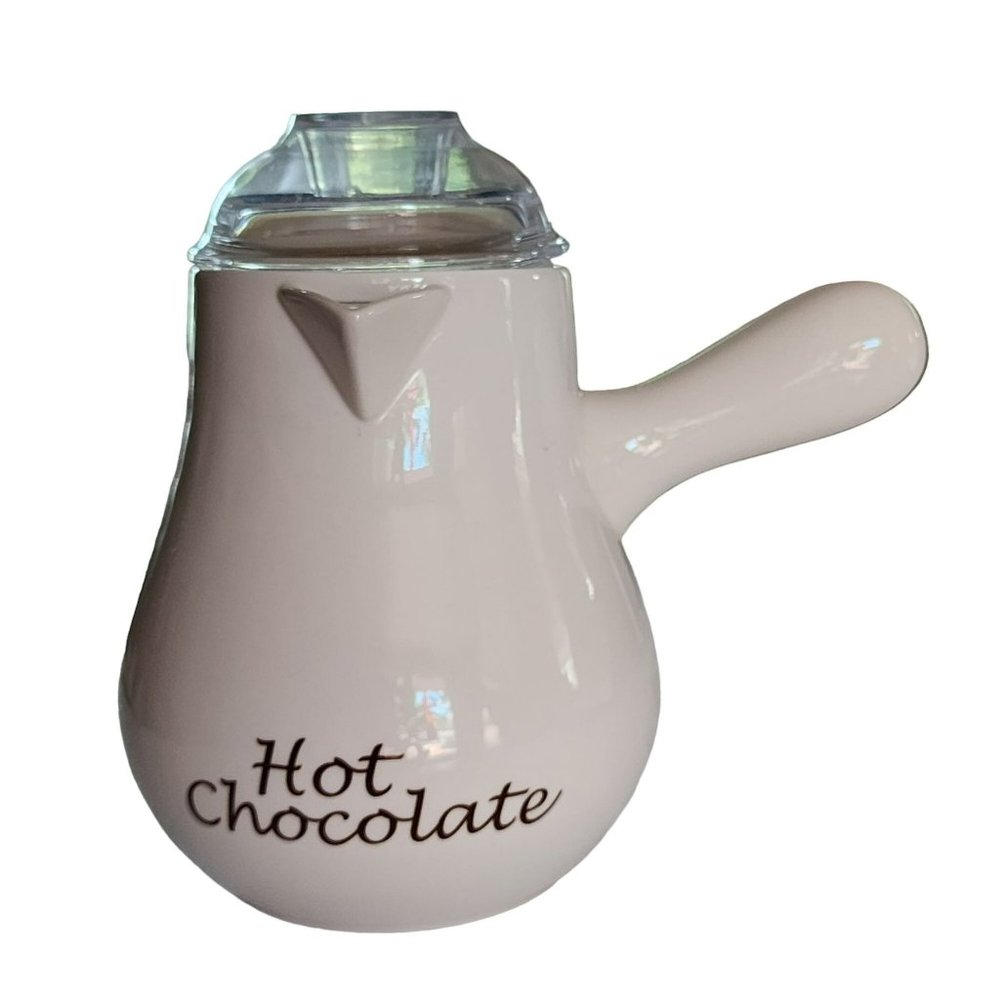 Williams Sonoma by Bonjour White Ceramic Hot Chocolate Pitcher Pot 7in‎ Tall